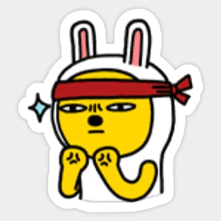 KakaoTalk Friends Muzi (무지) Red Sweat Band Holding Fist Sticker